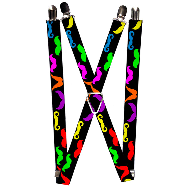 Buckle-Down Suspenders - 1.0" - Mustaches Black/Multi Color