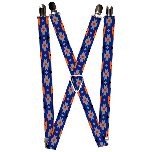 Buckle-Down Suspenders - 1.0" - Navajo Gray/Blue/Orange/Black