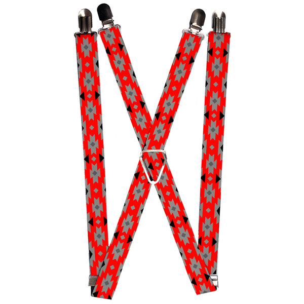 Buckle-Down Suspenders - 1.0" - Navajo Gray/Red/Gray/Black