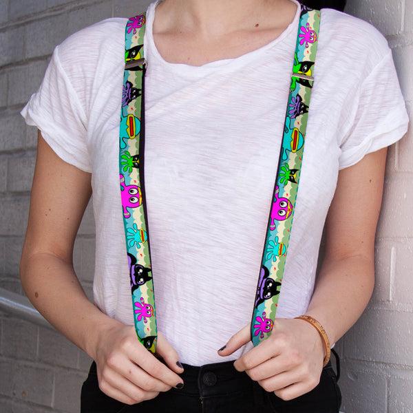 Buckle-Down Suspenders - 1.0" - Octopus Superhero Cartoon