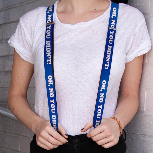 Buckle-Down Suspenders - 1.0" - OH NO YOU DIDN'T Navy/Purple/White