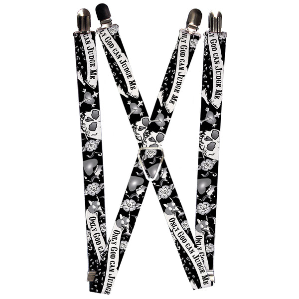 Buckle-Down Suspenders - 1.0" - Only God Can Judge Me Black/White