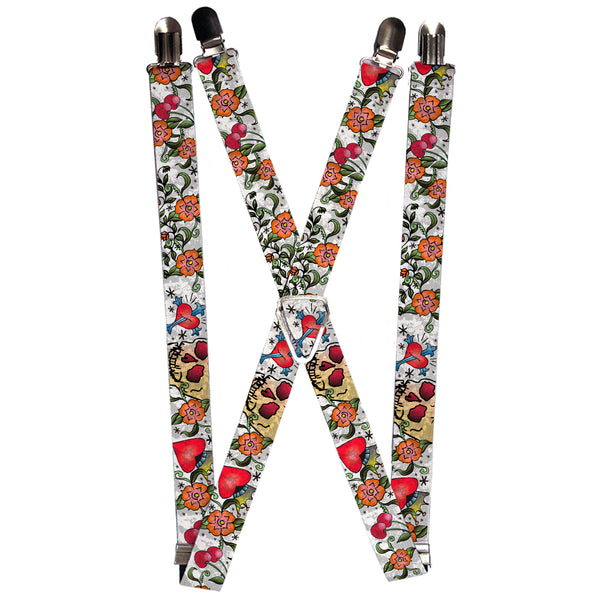 Buckle-Down Suspenders - 1.0" - Only God Can Judge Me CLOSE-UP White