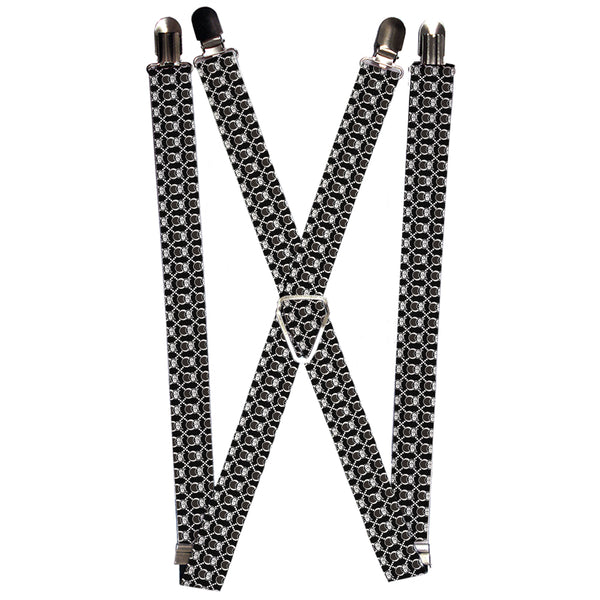 Buckle-Down Suspenders - 1.0" - Owls Monogram Black/White