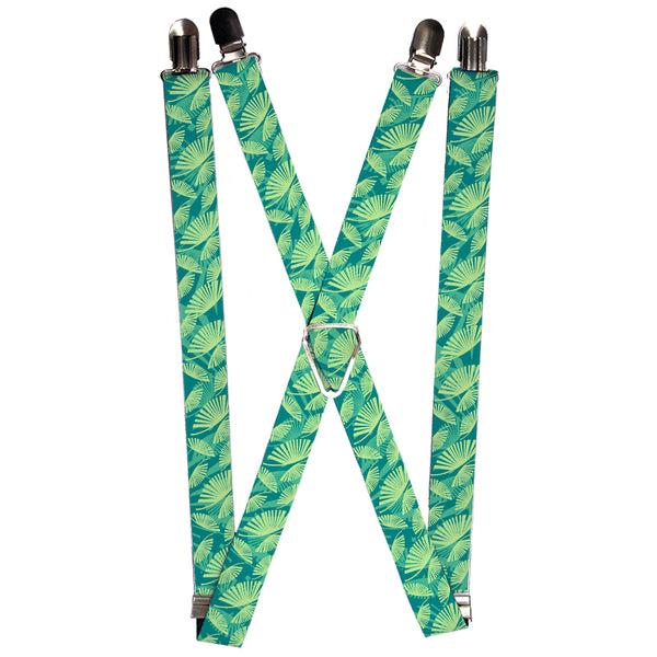 Buckle-Down Suspenders - 1.0" - Palm Leaves Stacked Pastel Greens