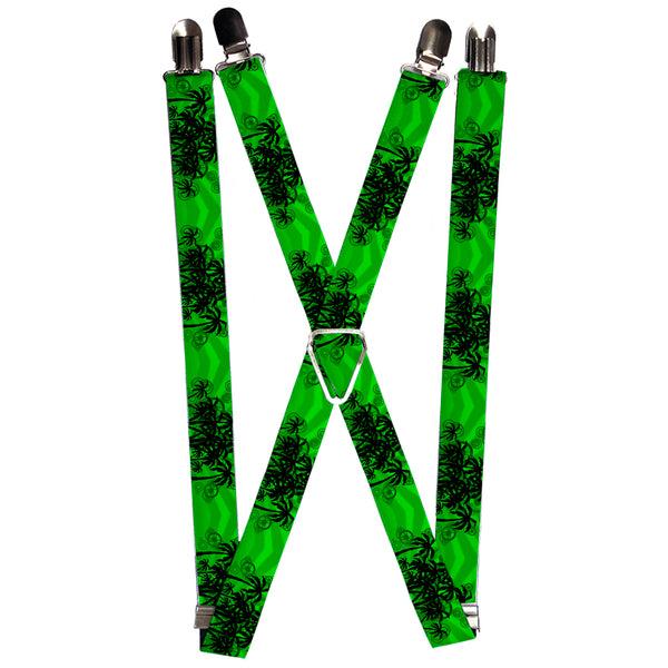 Buckle-Down Suspenders - 1.0" - Palm Trees/Rings Greens/Blacks