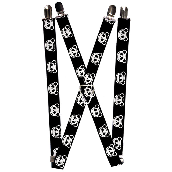 Buckle-Down Suspenders - 1.0" - Panda Bear Cartoon2 Black/White