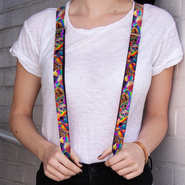 Buckle-Down Suspenders - 1.0" - Pets & Snacks Rainbow Collage