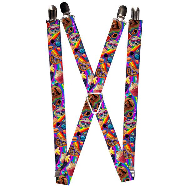 Buckle-Down Suspenders - 1.0" - Pets & Snacks Rainbow Collage