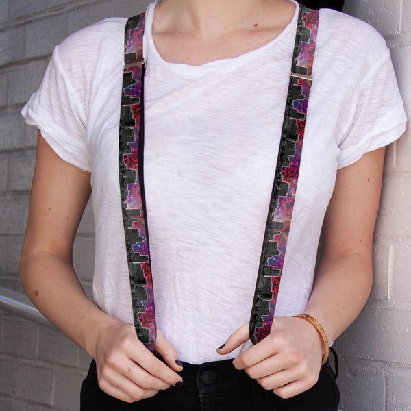 Buckle-Down Suspenders - 1.0" - Portland Vivid Skyline Cosmic Roses