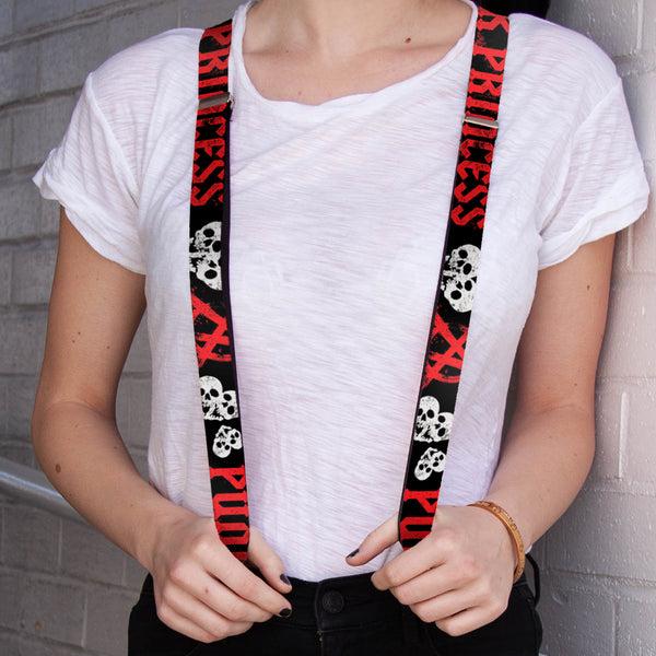 Buckle-Down Suspenders - 1.0" - Punk Princess Black/Red/White