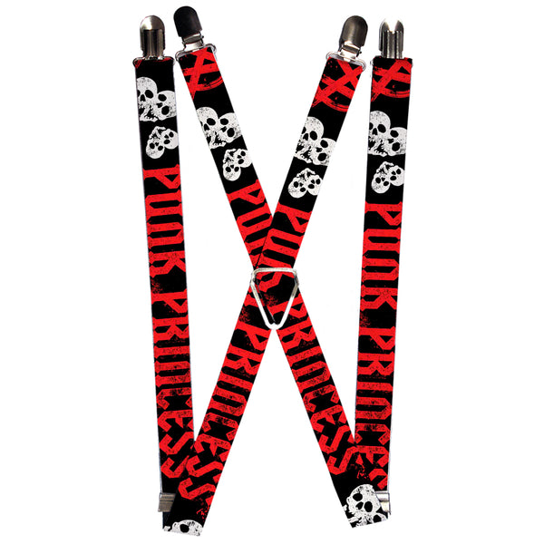 Buckle-Down Suspenders - 1.0" - Punk Princess Black/Red/White