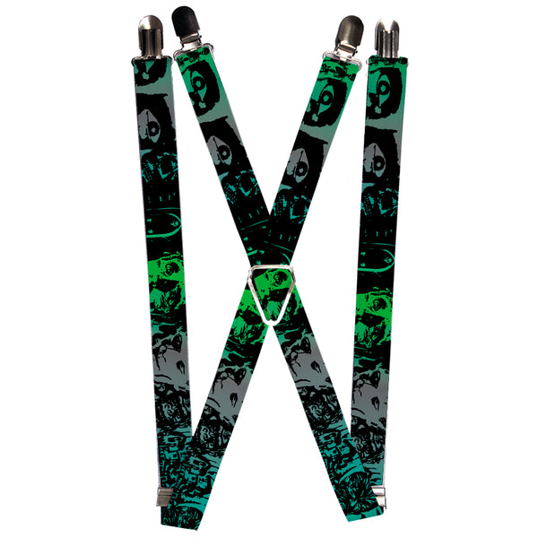 Buckle-Down Suspenders - 1.0" - Retro Monster Aqua/Black