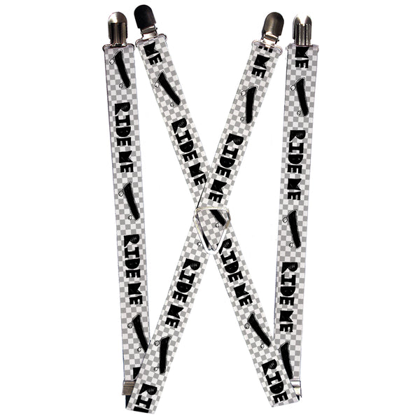 Buckle-Down Suspenders - 1.0" - RIDE ME Skateboard w/Mini Checker White/Gray/Black