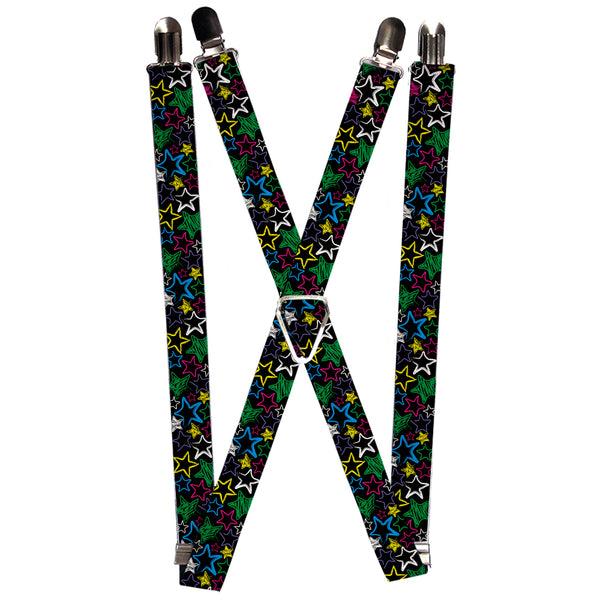 Buckle-Down Suspenders - 1.0" - Sketch Stars Black/Multi Color