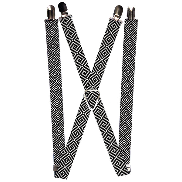 Buckle-Down Suspenders - 1.0" - Square Lines White/Black
