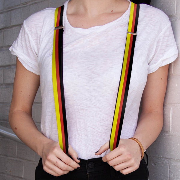 Buckle-Down Suspenders - 1.0" - Stripes Black/Red/Yellow