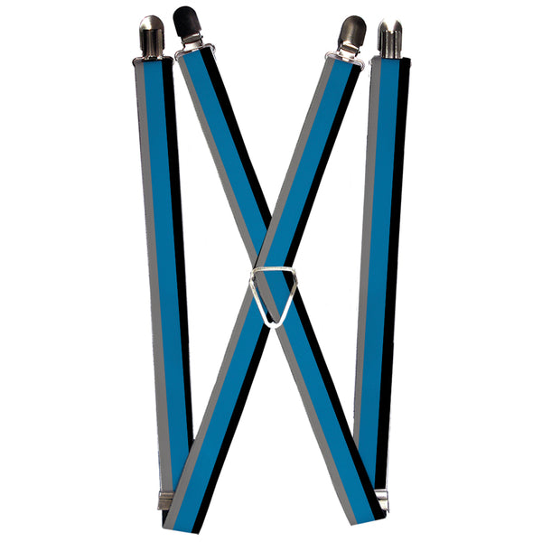 Buckle-Down Suspenders - 1.0" - Stripes Black/Turquoise/Gray