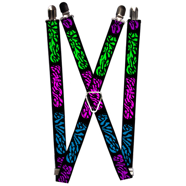 Buckle-Down Suspenders - 1.0" - SWAGG Black/Zebra Multi Neon
