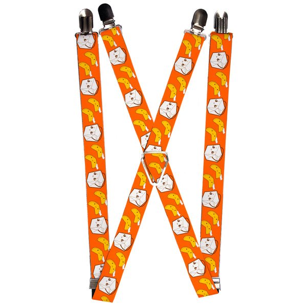 Buckle-Down Suspenders - 1.0" - Take Out/Fortune Cookies Orange