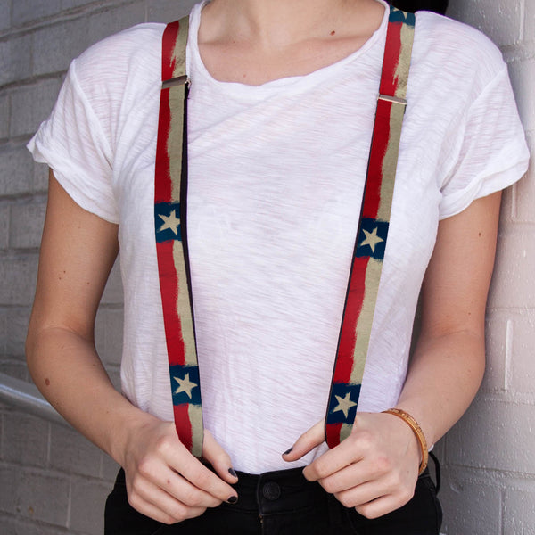 Buckle-Down Suspenders - 1.0" - Texas Flag Distressed Painting