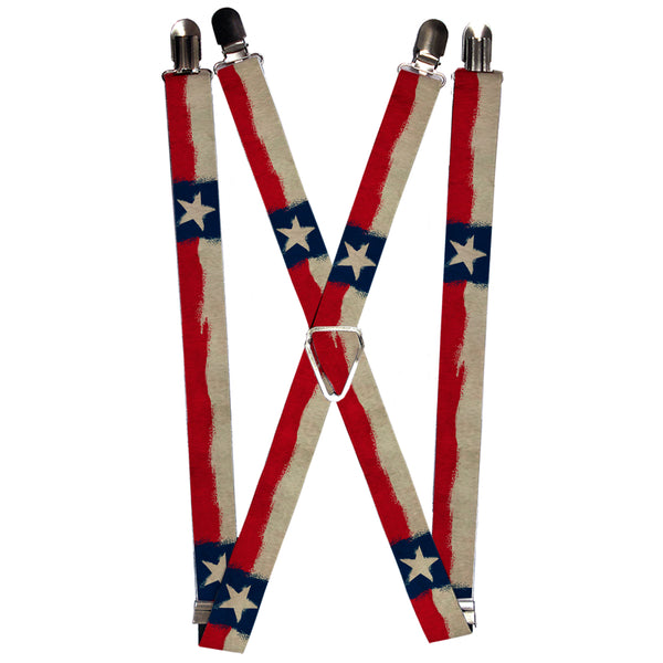 Buckle-Down Suspenders - 1.0" - Texas Flag Distressed Painting