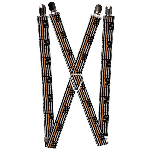 Buckle-Down Suspenders - 1.0" - Thin Orange Line Flag Weathered Black/Gray/Orange