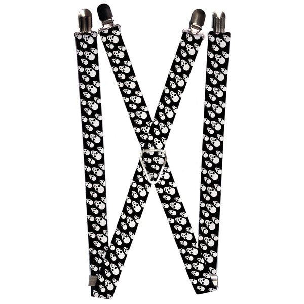 Buckle-Down Suspenders - 1.0" - Tilted Skulls Black/White