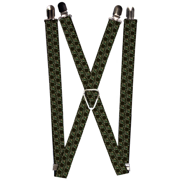 Buckle-Down Suspenders - 1.0" - Top Skulls Black/Camo Olive