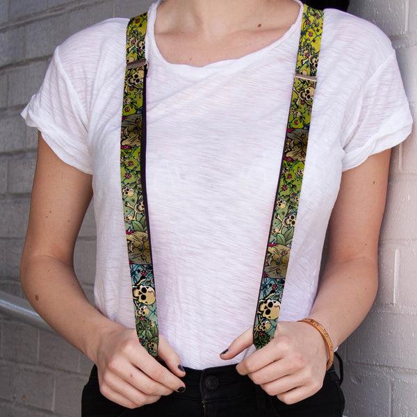 Buckle-Down Suspenders - 1.0" - Trust No One CLOSE-UP Yellow/Green/Blue-S