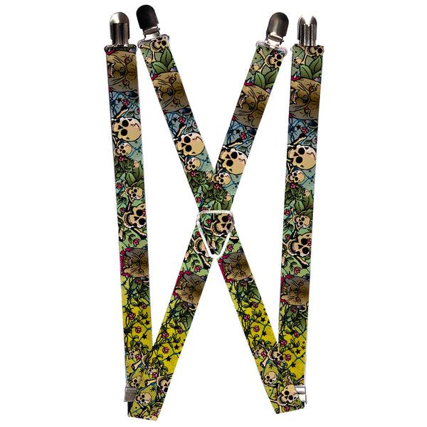 Buckle-Down Suspenders - 1.0" - Trust No One CLOSE-UP Yellow/Green/Blue-S