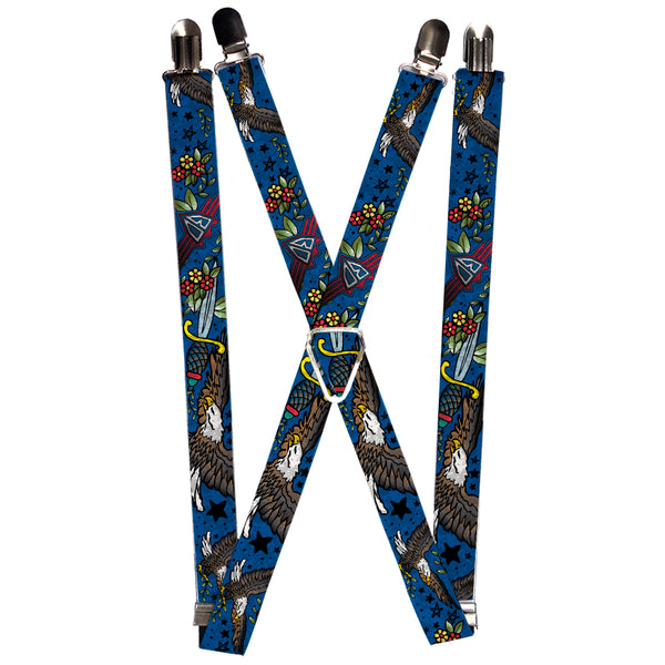 Buckle-Down Suspenders - 1.0" - Truth and Justice CLOSE-UP Blue