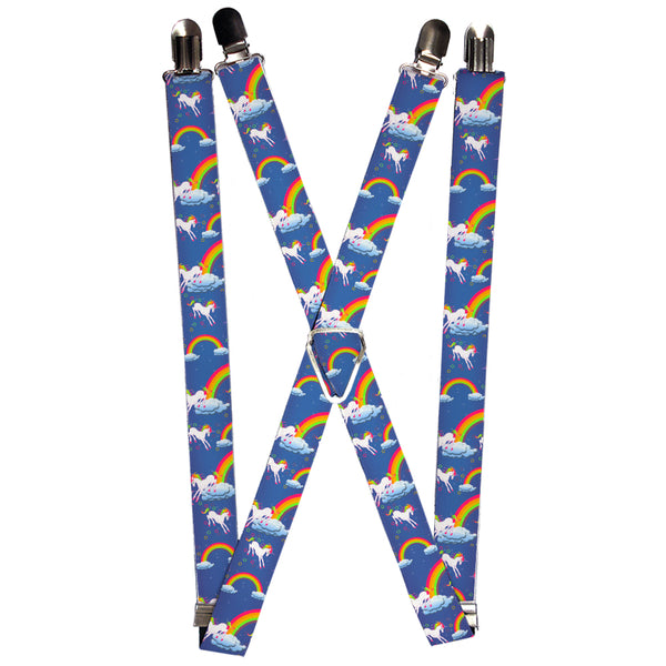 Buckle-Down Suspenders - 1.0" - Unicorns/Rainbows/Stars Blue/Purple