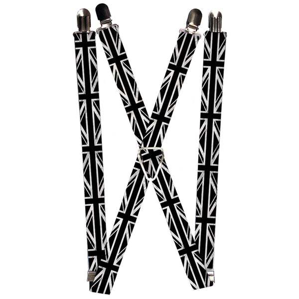 Buckle-Down Suspenders - 1.0" - Union Jack Distressed Black/White