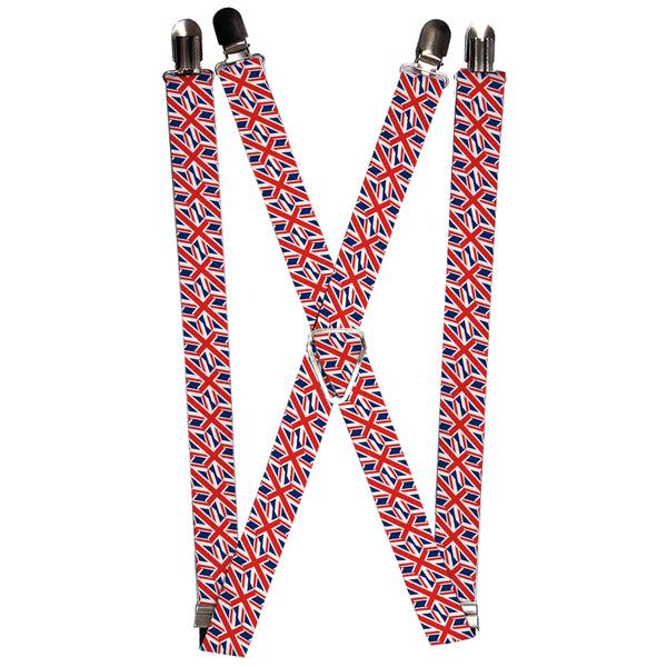 Buckle-Down Suspenders - 1.0" - United Kingdom Flags Diagonal