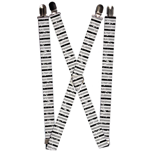 Buckle-Down Suspenders - 1.0" - Vertical Stripes White/Black/Gray