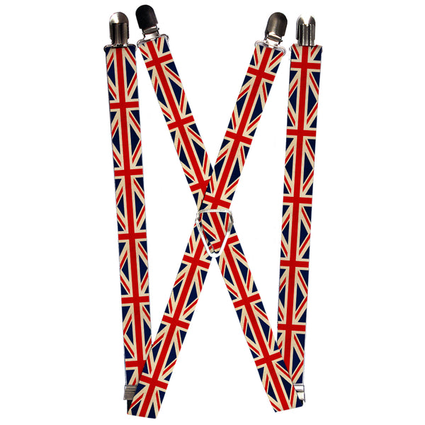 Buckle-Down Suspenders - 1.0" - Vintage United Kingdom Flags