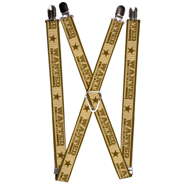 Buckle-Down Suspenders - 1.0" - WANTED-DEAD OR ALIVE/Star Tans