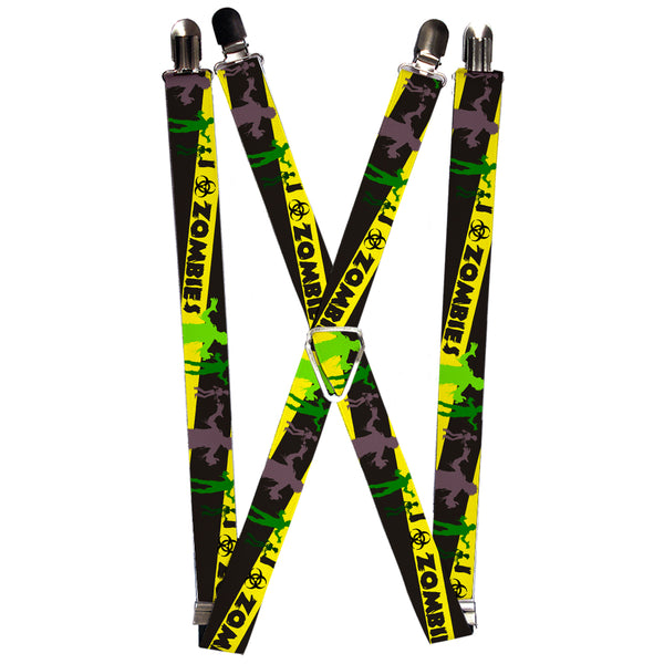 Buckle-Down Suspenders - 1.0" - Zombies Biohazard Black/Yellow/Green