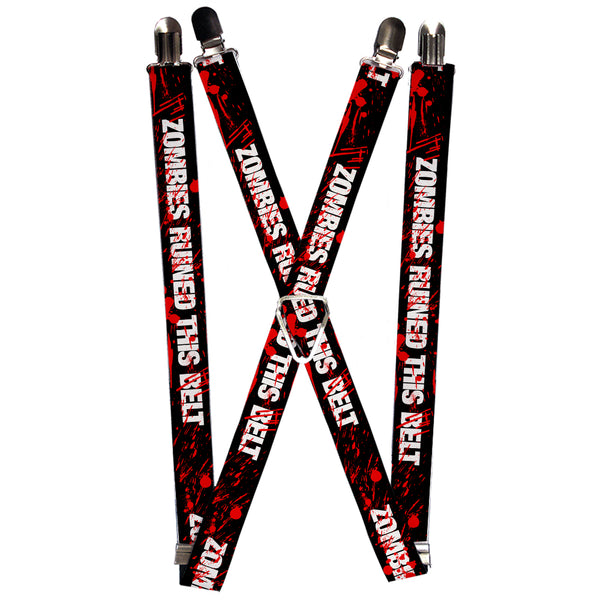 Buckle-Down Suspenders - 1.0" - ZOMBIES RUINED THIS BELT Black/White/Red Splatter