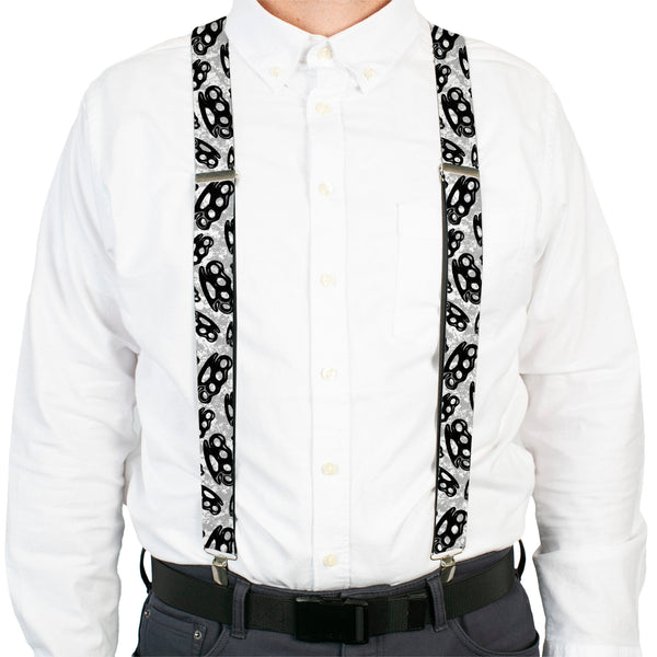 Buckle-Down Suspenders - 1.5" - Brass Knuckles White/Gray/Black