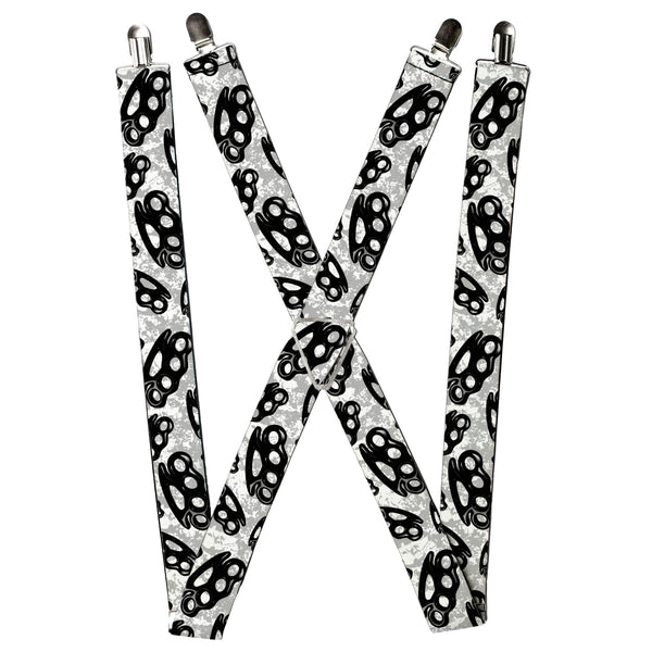 Buckle-Down Suspenders - 1.5" - Brass Knuckles White/Gray/Black