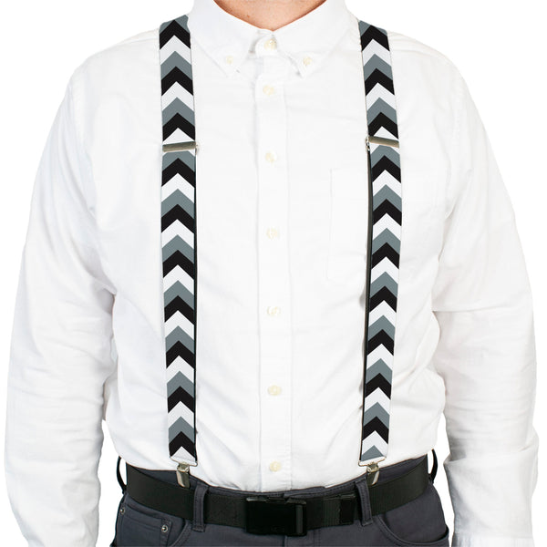 Buckle-Down Suspenders - 1.5" - Chevron White/Gray/Black