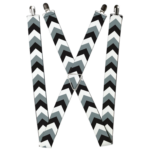 Buckle-Down Suspenders - 1.5" - Chevron White/Gray/Black
