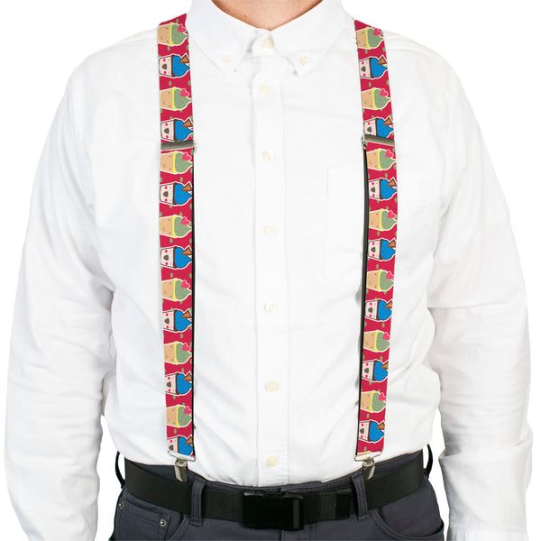 Buckle-Down Suspenders - 1.5" - Happy Cupcakes/Dots Pink/Green