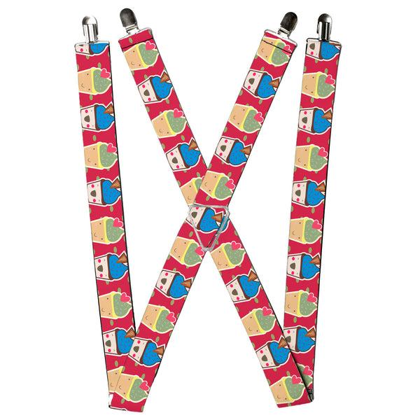 Buckle-Down Suspenders - 1.5" - Happy Cupcakes/Dots Pink/Green
