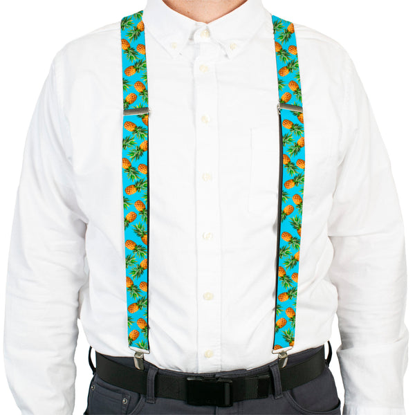Buckle-Down Suspenders - 1.5" - Vivid Pineapples Scattered Blue