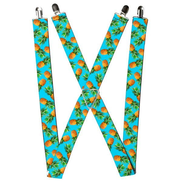 Buckle-Down Suspenders - 1.5" - Vivid Pineapples Scattered Blue