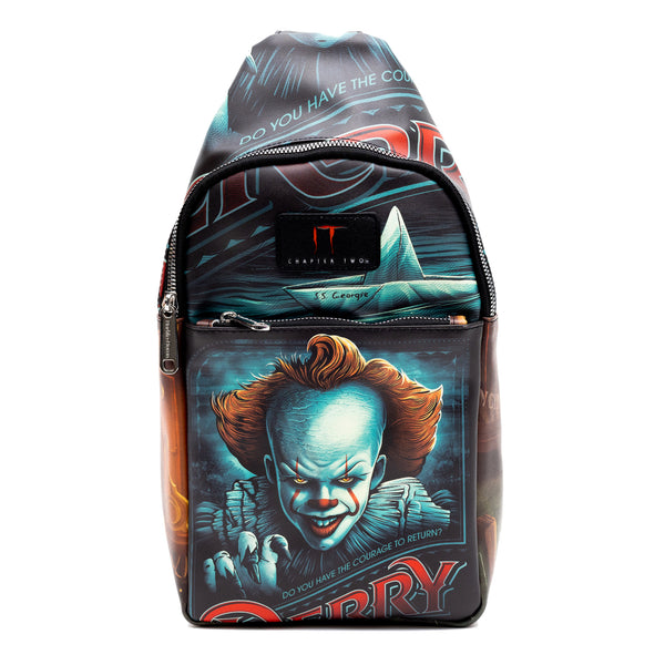 Buckle-Down Warner Bros. Horror Movies Vegan Leather Crossbody Sling Bag It Chapter Two Pennywise Derry Circus Pose 7" x 14"