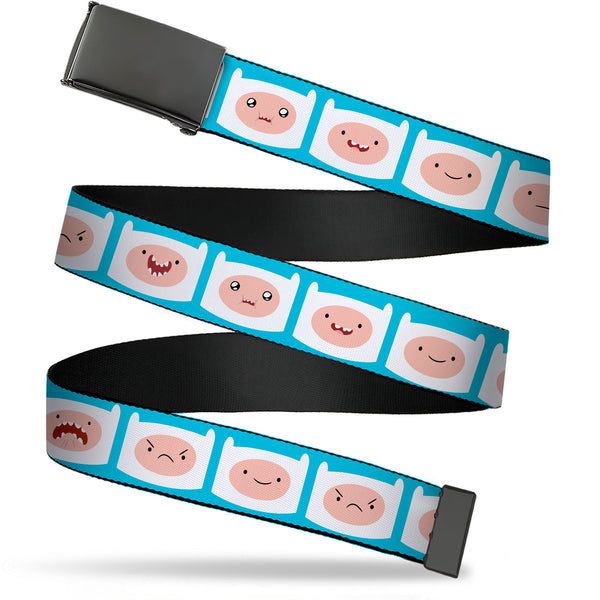 Buckle-Down Web Belt Blank Black Buckle - Adventure Time Finn Expressions Blue Webbing